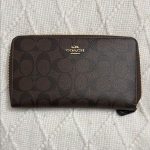 Coach Signature Brown Zip-Around Wallet